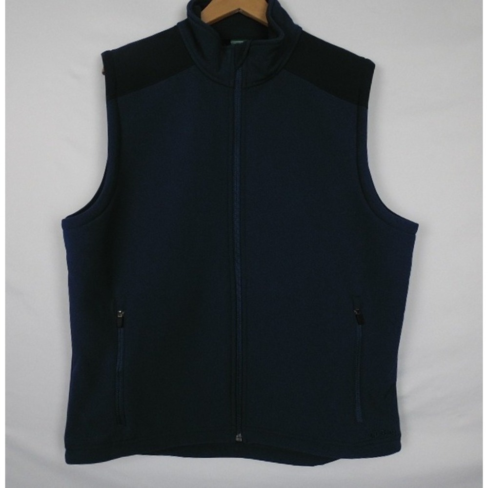 L.L.Bean Mens Vest Sz Medium Navy Blue Full Zip Sleeveless Jacket‎ Pockets